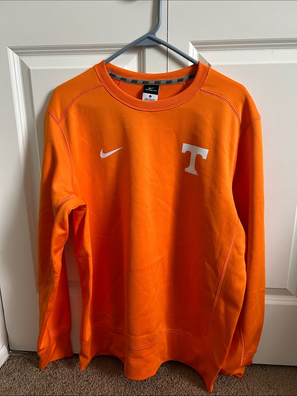 Tennessee Nike Men’s Bright Orange Crewneck Sweatshirt with White Logos